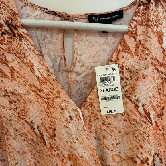 New Inc. Int’l concepts dress sz XL Beautiful peach/coral colors w string belt - Picture 2 of 4